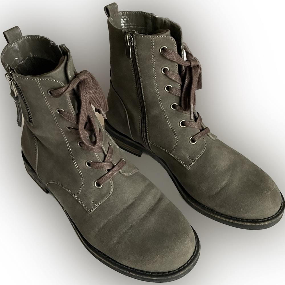 Grey women’s combat boots
